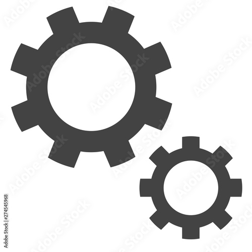 Flat filled gears icon. Vector image.
