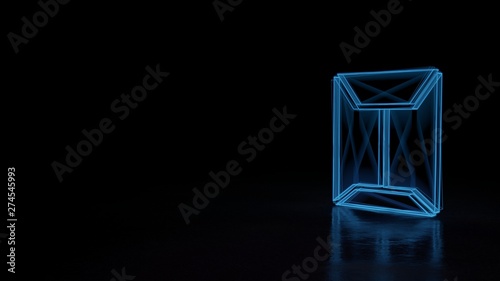3d glowing wireframe symbol of symbol of sealed envelope isolated on black background