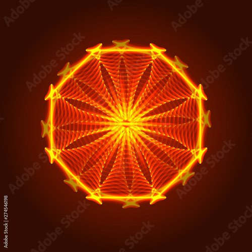 Decorative pattern for design. Luminous shape. Abstract element.