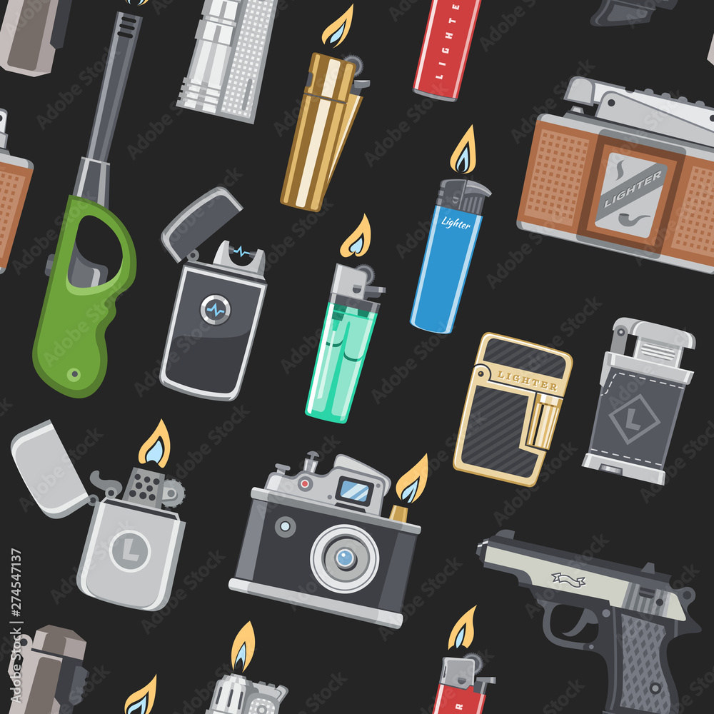 Lighter vector cigarettelighter with fire or flame light to burn