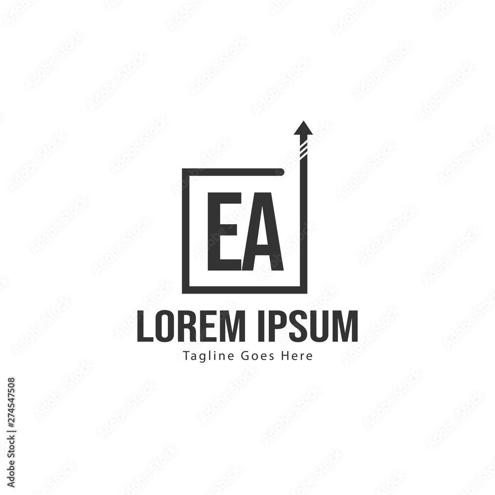 Fototapeta premium Initial EA logo template with modern frame. Minimalist EA letter logo vector illustration