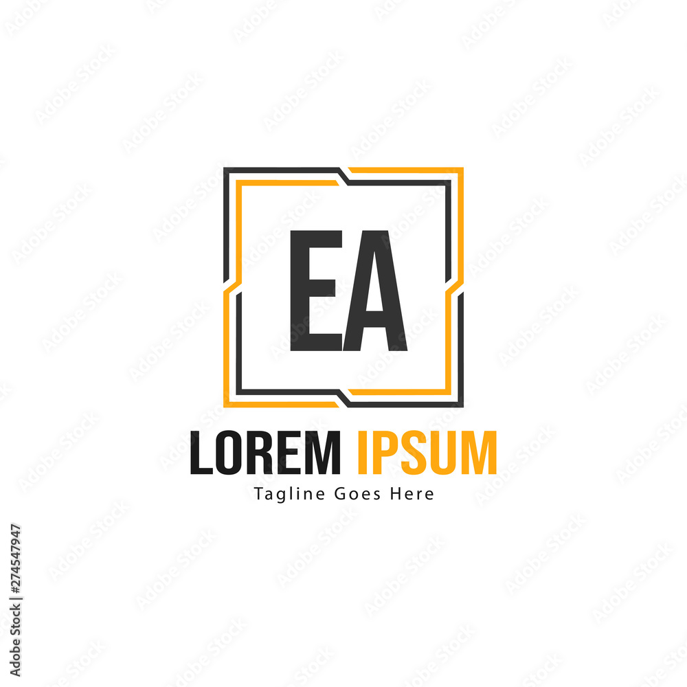 Initial EA logo template with modern frame. Minimalist EA letter logo vector illustration