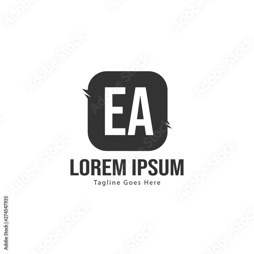 Initial EA logo template with modern frame. Minimalist EA letter logo vector illustration