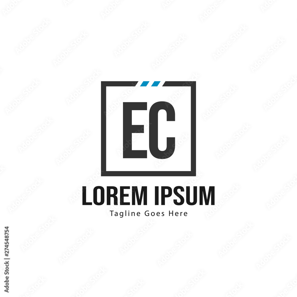 Fototapeta premium Initial EC logo template with modern frame. Minimalist EC letter logo vector illustration