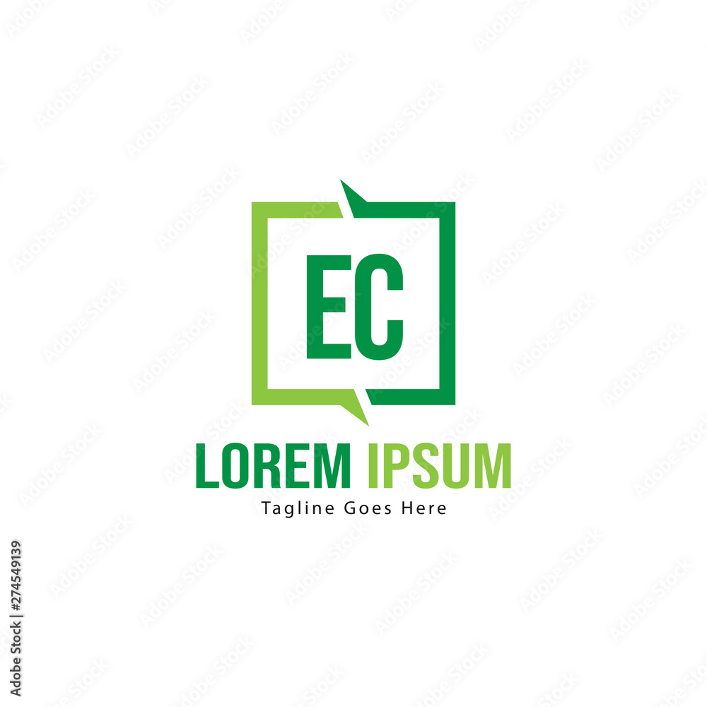 Fototapeta premium Initial EC logo template with modern frame. Minimalist EC letter logo vector illustration
