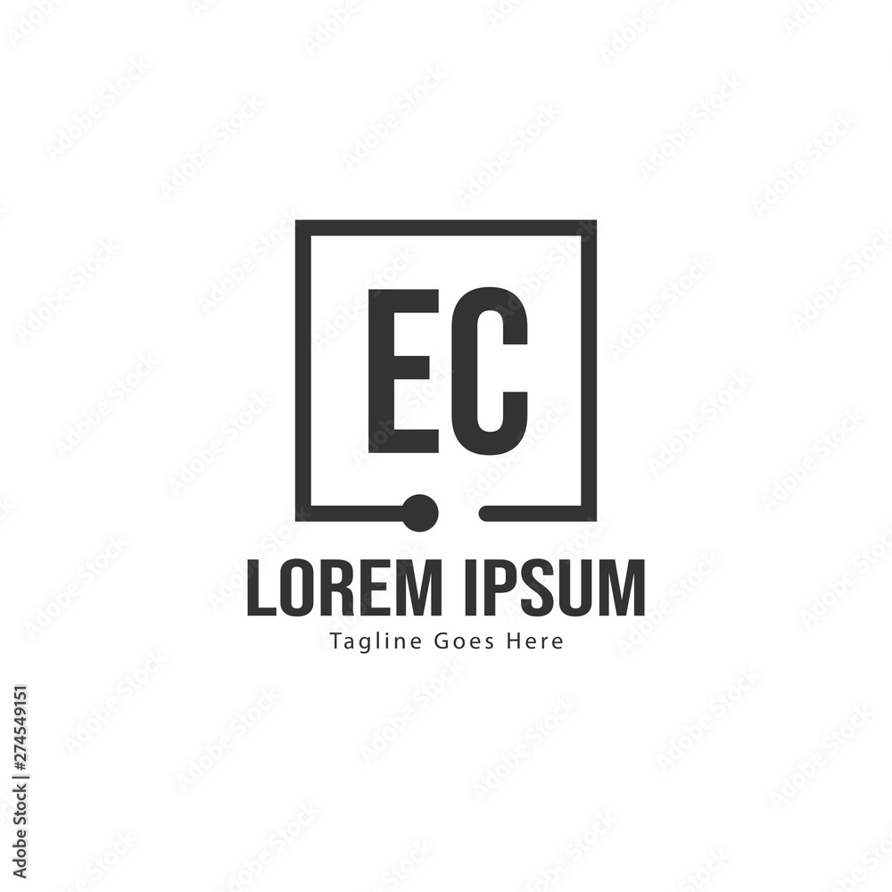 Obraz premium Initial EC logo template with modern frame. Minimalist EC letter logo vector illustration