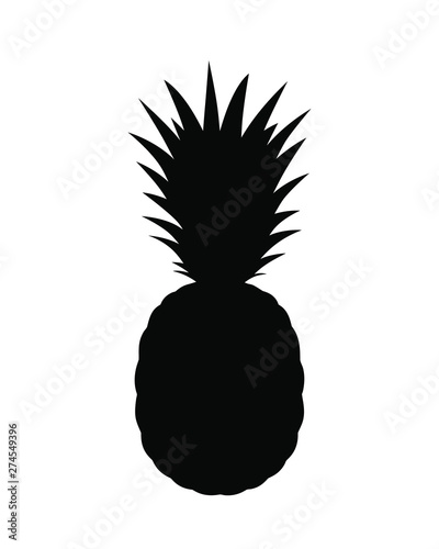 Pineapple graphic icon. Tropical fruit symbol. Pineapple silhouette isolated on white background. Vector Illustration 