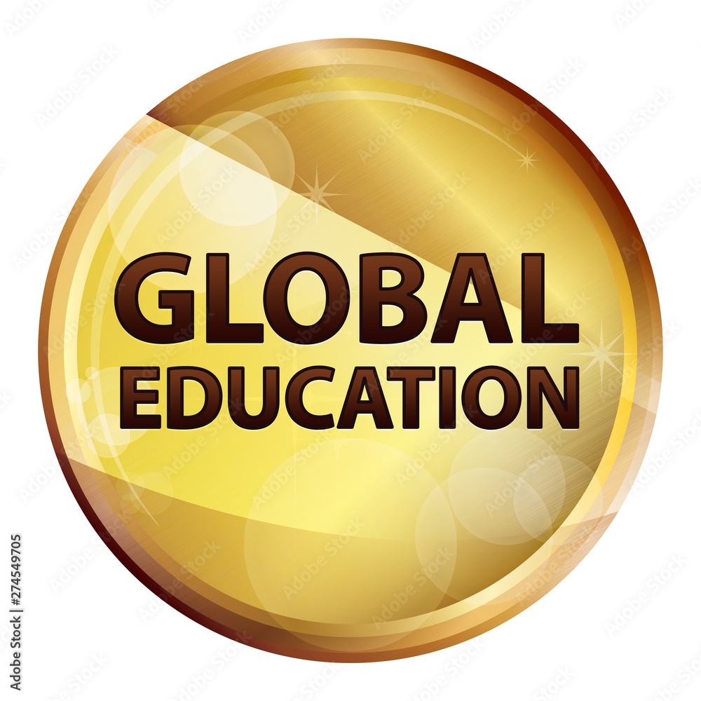 Global Education Abstract Brown Round Button Global Education Abstract Brown Round Button