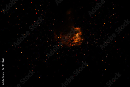 fire flames with sparks on black background