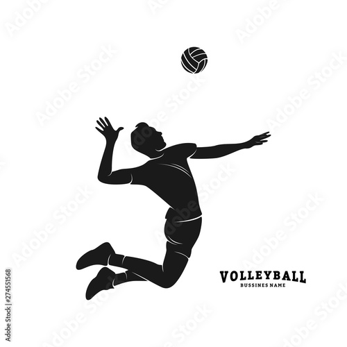 Volleyball Player Vector. Silhouette of Volleyball Player. Vector illustration