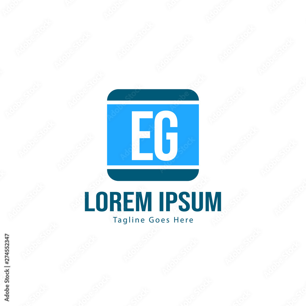 Fototapeta premium Initial EG logo template with modern frame. Minimalist EG letter logo vector illustration