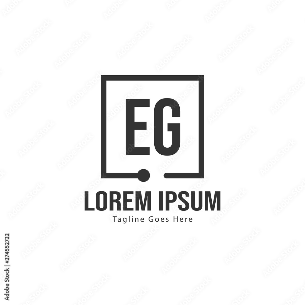 Initial EG logo template with modern frame. Minimalist EG letter logo vector illustration