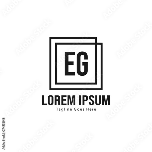 Initial EG logo template with modern frame. Minimalist EG letter logo vector illustration