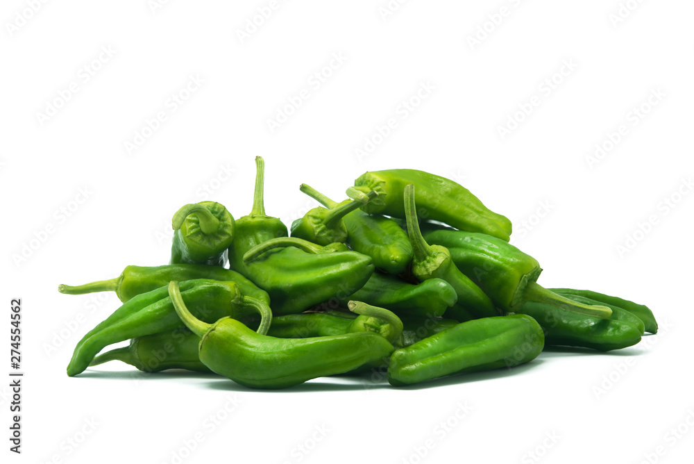 Small green peppers, isolated on white background, padron peppers Small green peppers, isolated on white background, padron peppers