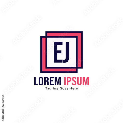 Initial EJ logo template with modern frame. Minimalist EJ letter logo vector illustration