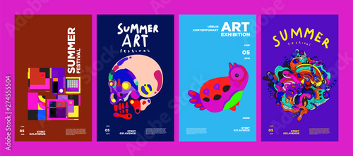 Summer Festival Art and Culture Colorful Illustration Poster. Illustration for Summer  event  website  landing page  promotion  flyer  digital and print.