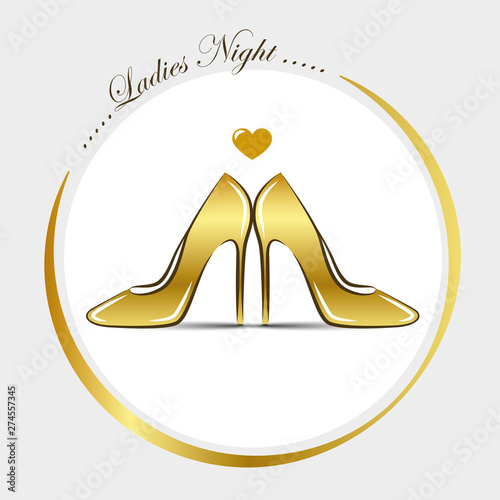 women's golden shoes high heel fashion ladies night vector illustration EPS10