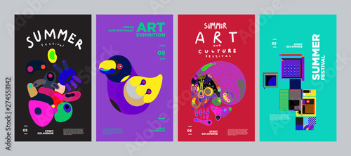 Summer Festival Art and Culture Colorful Illustration Poster. Illustration for Summer  event  website  landing page  promotion  flyer  digital and print.