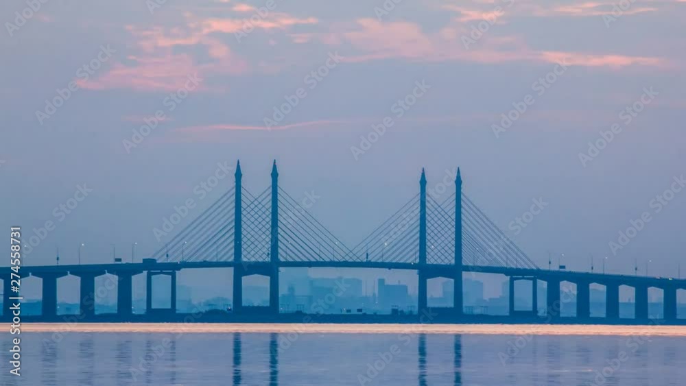 4K Time Lapse view of sunrise from Penang Bridge of George Town 4K Time Lapse view of sunrise from Penang Bridge of George Town
