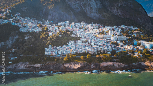 The Favela of Vidigal in Rio de Janeiro seen from the helicopter photo