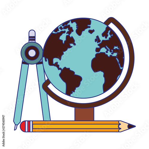 Back to school utensils cartoons blue lines