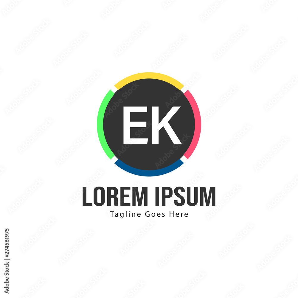 Initial EK logo template with modern frame. Minimalist EK letter logo vector illustration Initial EK logo template with modern frame. Minimalist EK letter logo vector illustration
