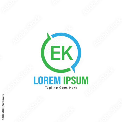 Free Download Initial EK logo template with modern frame. Minimalist EK letter logo vector illustration - GFXLoad