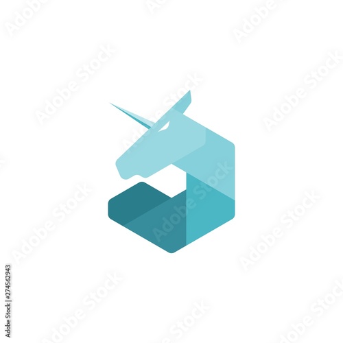 simple hexagonal unicorn vector logo