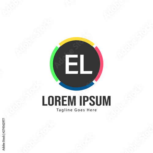 Initial EL logo template with modern frame. Minimalist EL letter logo vector illustration