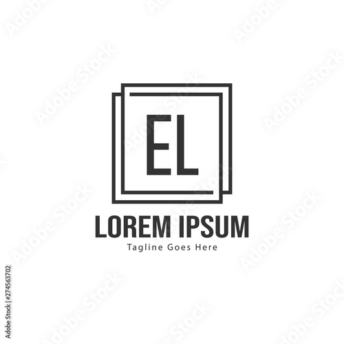 Initial EL logo template with modern frame. Minimalist EL letter logo vector illustration