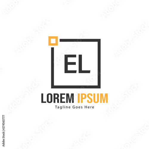 Initial EL logo template with modern frame. Minimalist EL letter logo vector illustration