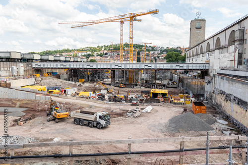 Stuttgart 21 Construction area, Stuttgart, Baden-Wuerttemberg, Germany - 06.21.2019