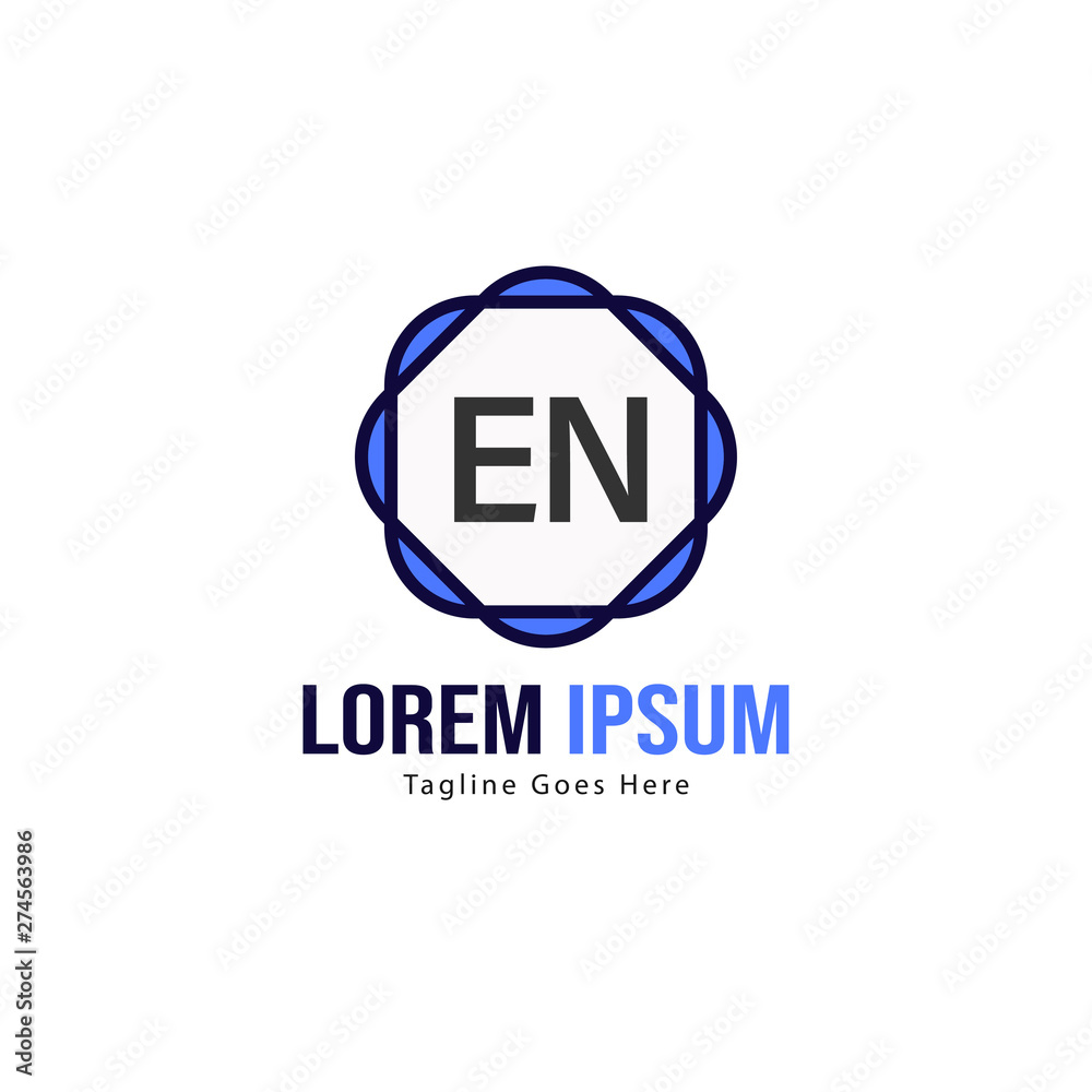 Obraz premium Initial EN logo template with modern frame. Minimalist EN letter logo vector illustration