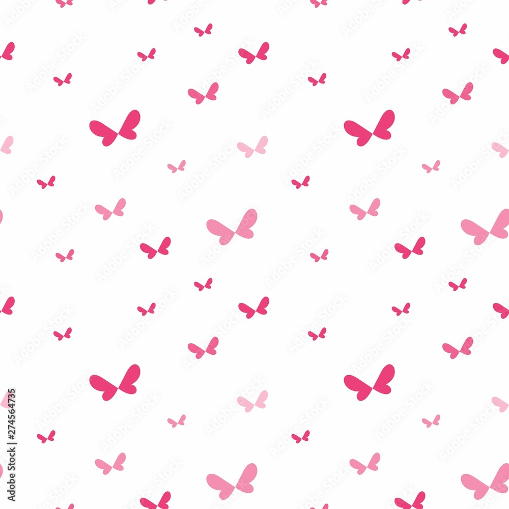 seamless pattern with hearts butterfly