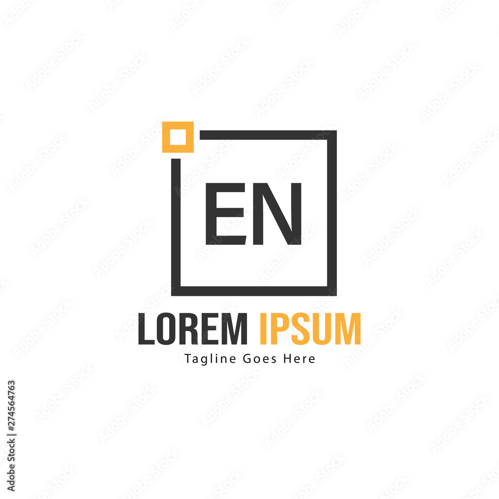 Fototapeta premium Initial EN logo template with modern frame. Minimalist EN letter logo vector illustration