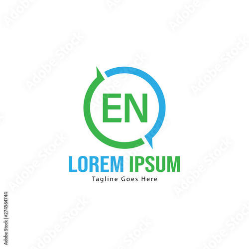 Initial EN logo template with modern frame. Minimalist EN letter logo vector illustration