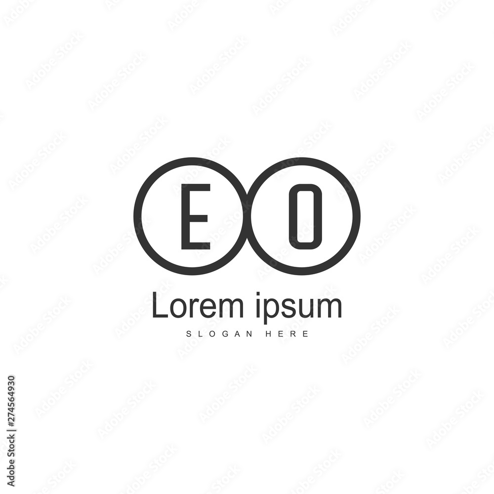 Initial EO logo template with modern frame. Minimalist EO letter logo vector illustration