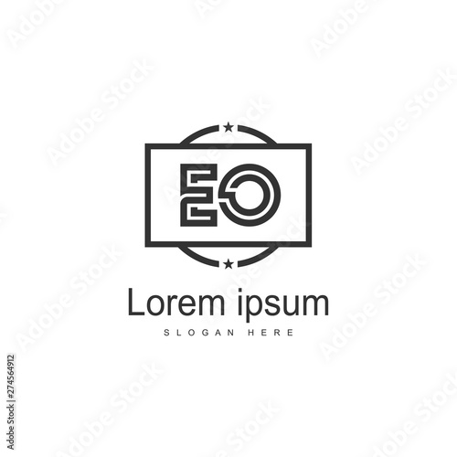 Initial EO logo template with modern frame. Minimalist EO letter logo vector illustration