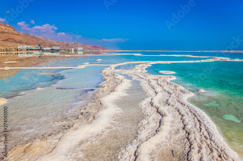 Shallow coast of the Dead Sea