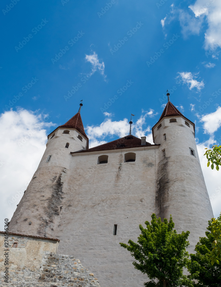 Thun, Switzerland - May 30th 2019: Thun Castle is a castle in the city of Thun, in the Swiss canton of Bern. It was built in the 12th century. Today open as Thun Castle museum.