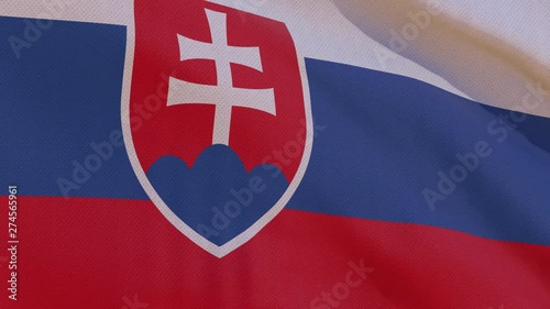 This stock motion graphics video shows a beautiful animation of the national flag of Slovak Republic with highly detailed fabric texture, waving in slow motion. 4K seamless loop. (ID: 274565961)