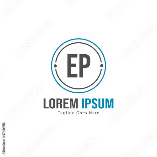 Initial EP logo template with modern frame. Minimalist EP letter logo vector illustration