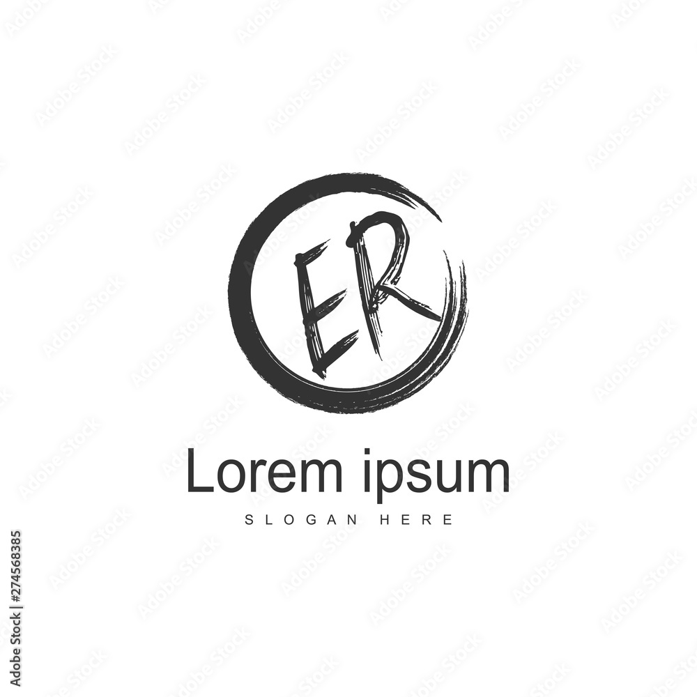 Initial ER logo template with modern frame. Minimalist ER letter logo vector illustration Initial ER logo template with modern frame. Minimalist ER letter logo vector illustration