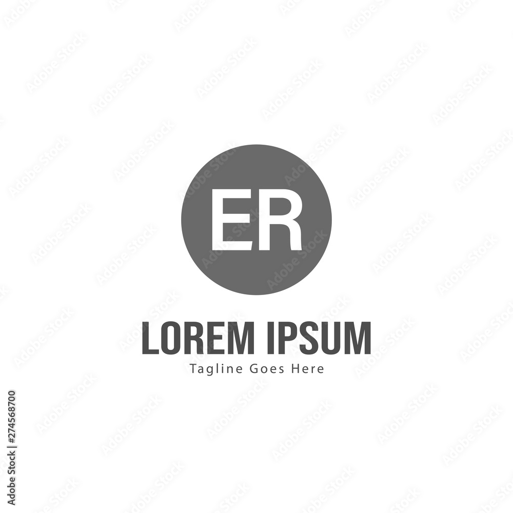 Initial ER logo template with modern frame. Minimalist ER letter logo vector illustration Initial ER logo template with modern frame. Minimalist ER letter logo vector illustration