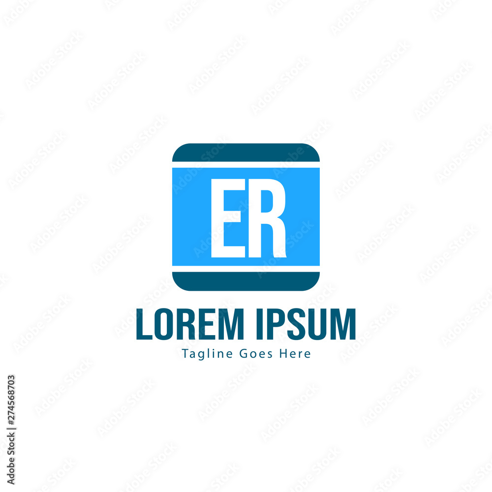 Fototapeta premium Initial ER logo template with modern frame. Minimalist ER letter logo vector illustration