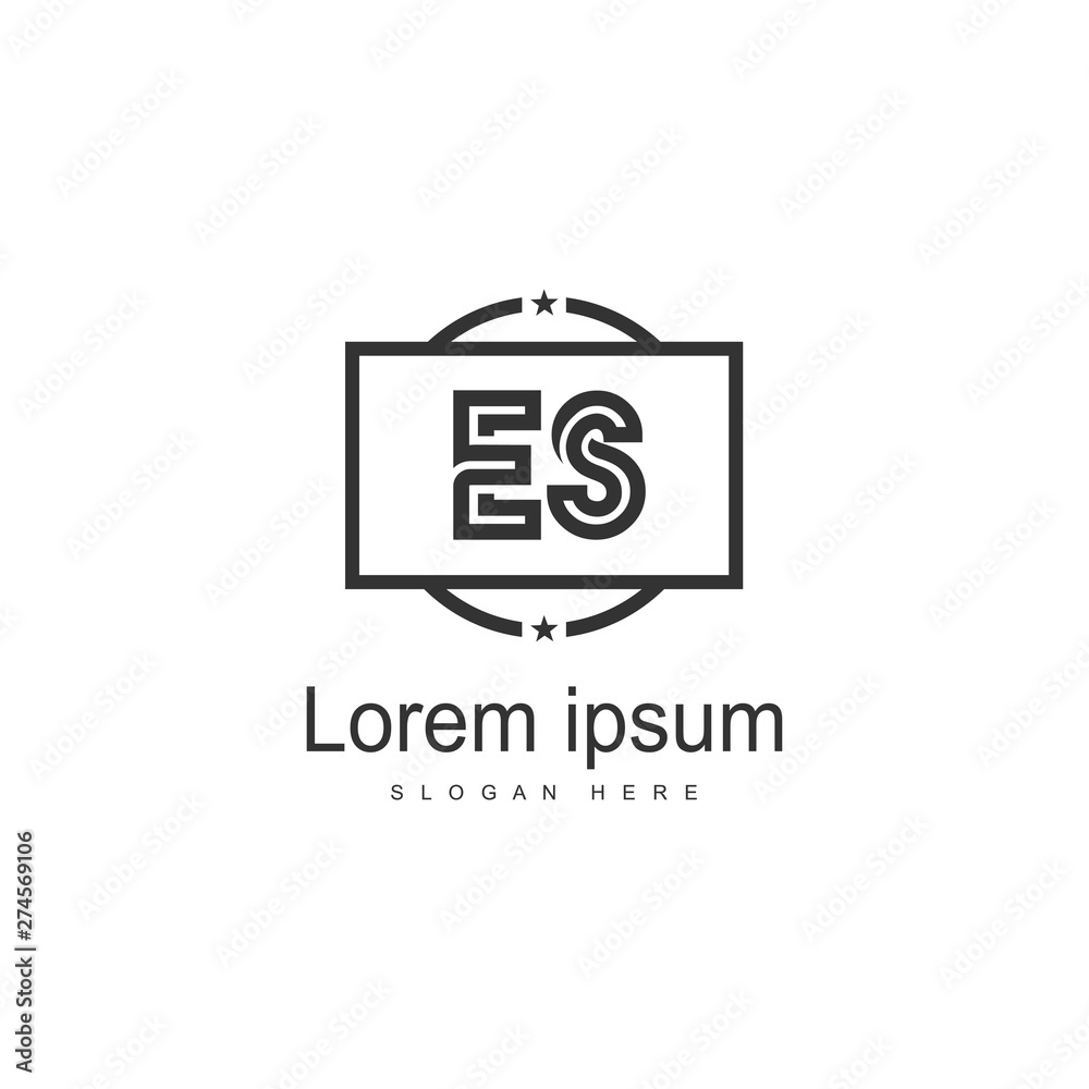 Initial ES logo template with modern frame. Minimalist ES letter logo vector illustration