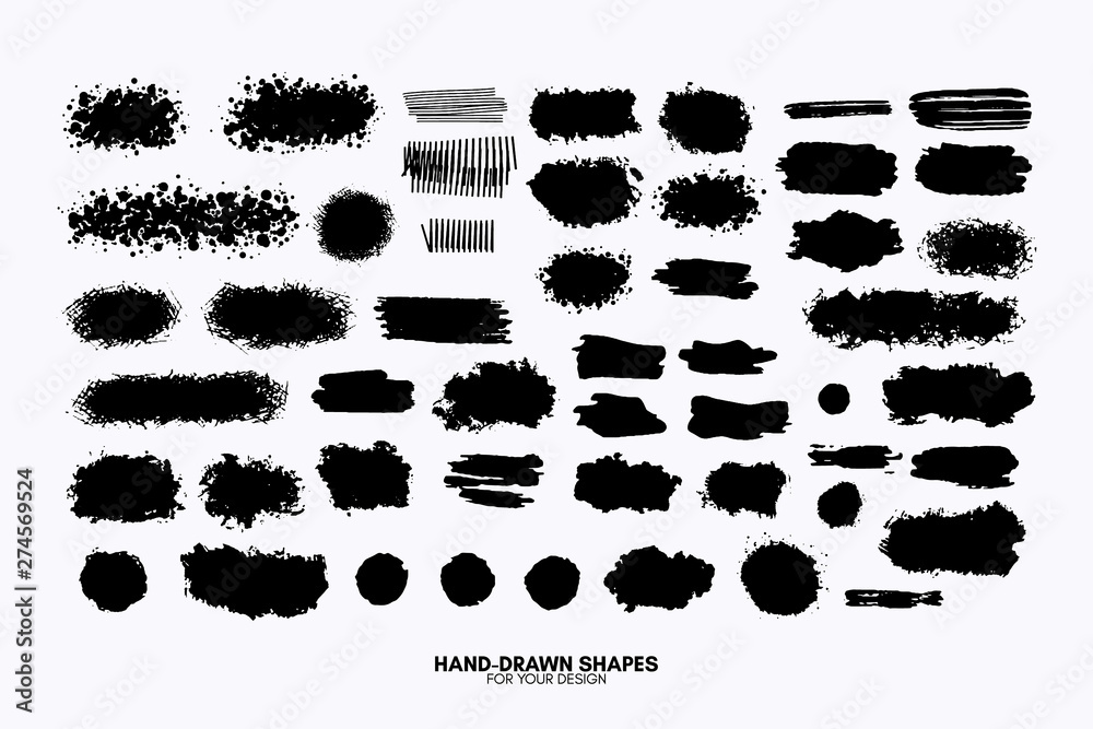 Vector set of grunge hand-drawn textures. Shapes, lines, circles, brush strokes. Hand-drawn elements for your graphic design Vector set of grunge hand-drawn textures. Shapes, lines, circles, brush strokes. Hand-drawn elements for your graphic design