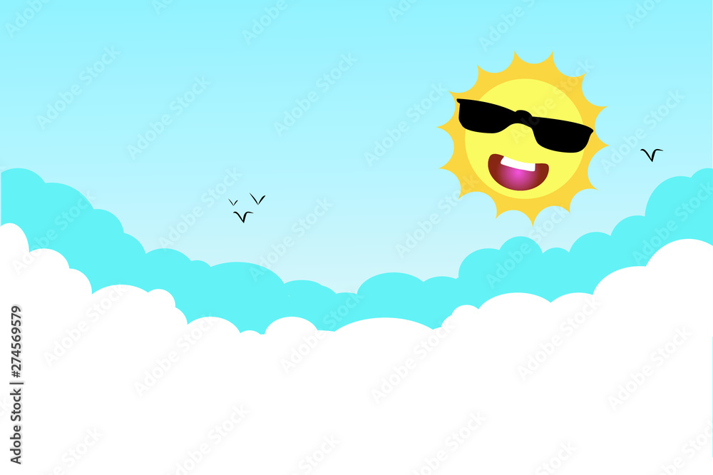 Cute cartoon sun vector illustration.