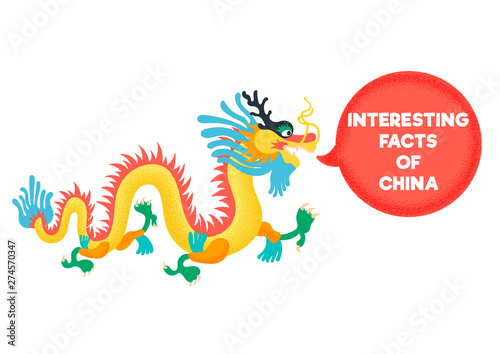 Interesting Facts of China. Chinese dragon is in dialogue. Vector editable file eps 10.