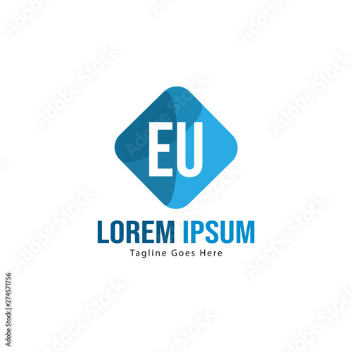 Initial EU logo template with modern frame. Minimalist EU letter logo vector illustration © Robani